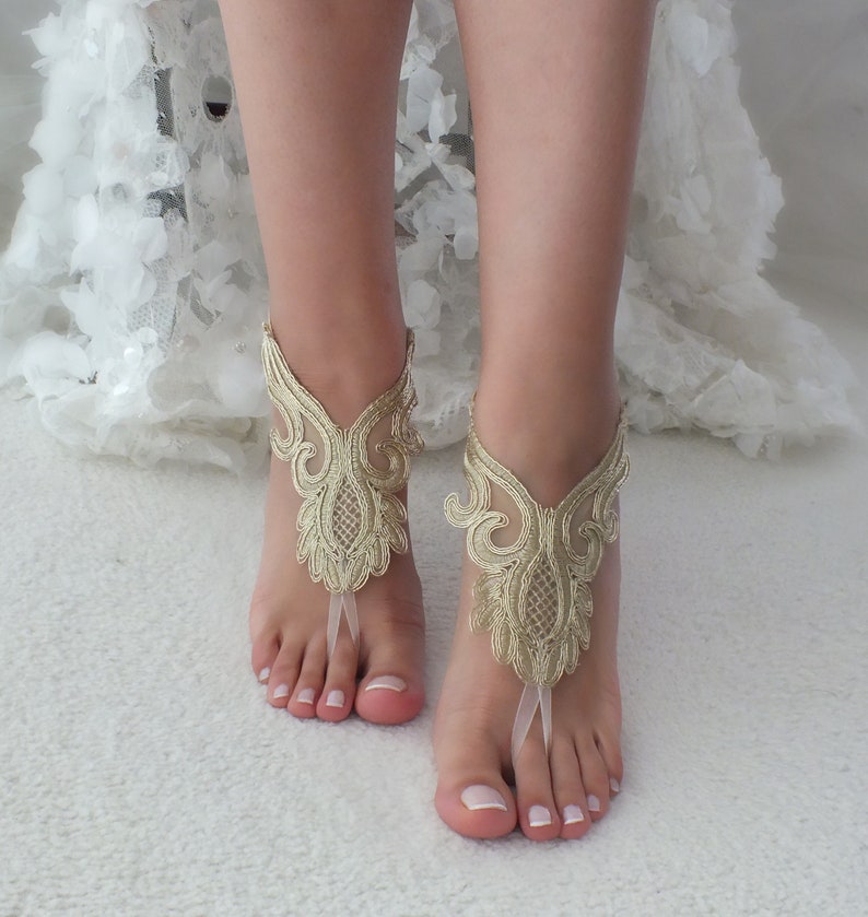 gold lace sandals