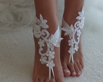 Lace shoes Beach wedding barefoot sandals wedding shoes beach shoes lace barefoot sandal beach anklets Bridesmaid gift Bridal shoes