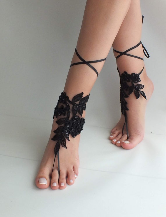 lace barefoot sandals wedding