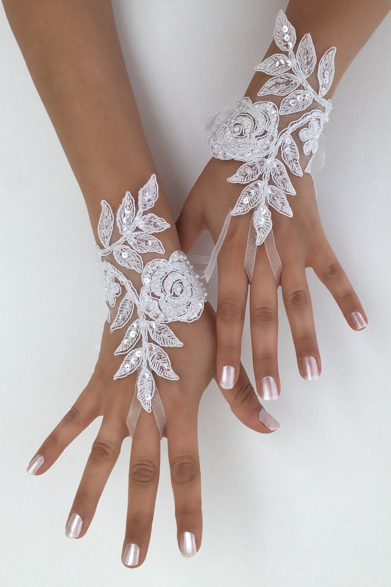 Gants De Mariée Blanc Dentelle Strass - Sans Doigts Court - Pour Mariage, Cérémonie, Soirée Élégante