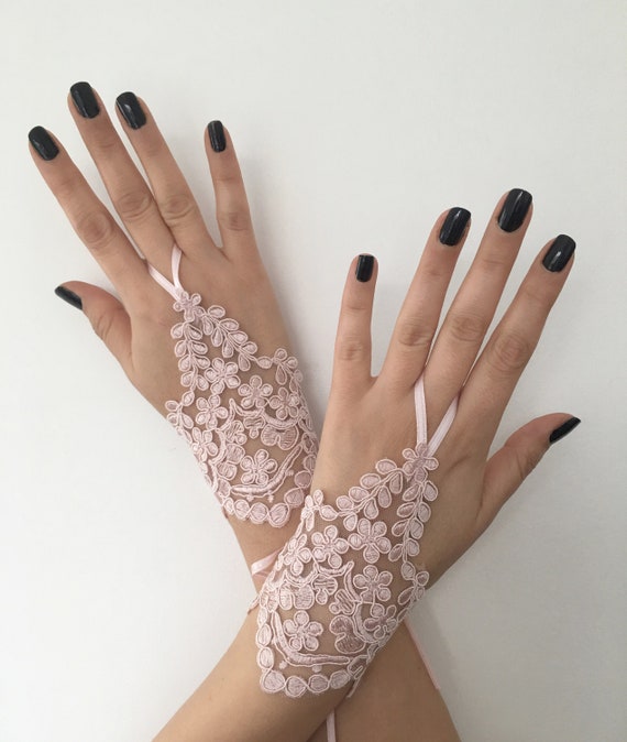 pink bridal gloves