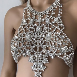 Crystal Body Accessory, Shoulder Chain, Wedding Body Jewelry, Rhinestone bra, Bridal body chain Body necklace, bell dance, crystal bralette