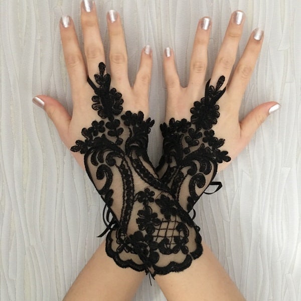 9 Colors Wedding Gloves, Bridal Black lace gloves, Halloween gloves, Goth bride glove bridal gloves lace gloves fingerless gloves, Steampunk