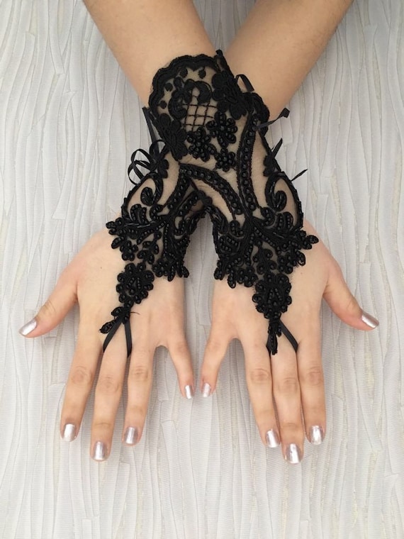 9 Colors Wedding Gloves Bridal Black Lace Gloves Halloween