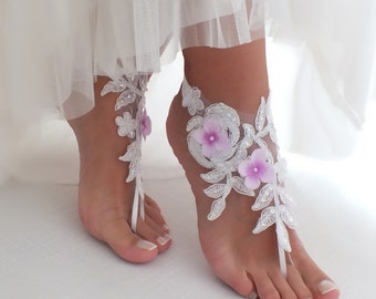 White lace barefoot sandals wedding barefoot lace sandals Beach wedding barefoot sandals Wedding sandal Bridal Gift wedding shoes beach shoe