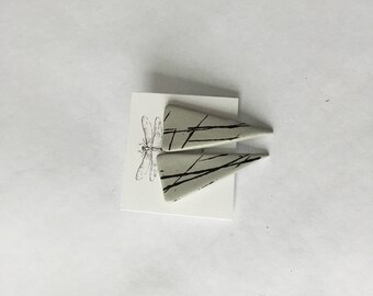 Gray porcelain earrings -sterling silver posts
