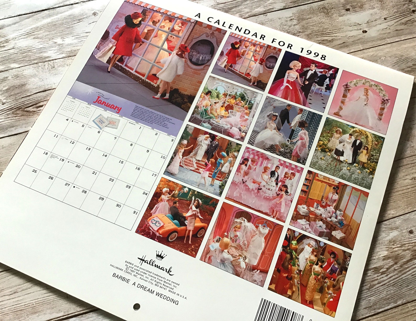 Vintage Barbie Calendar 1998 Hallmark Dream Wedding Very Etsy