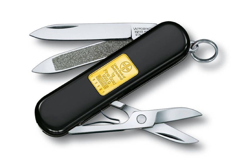 Swiss Army Knife VICTORINOX CLASSIC With Gold Ingot 1 Gr Etsy
