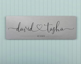 Couples Name Sign | Personalized 10th Anniversary Gift | Aluminum Wedding Sign | Established Sign | Personalized Tin Gift for Wife