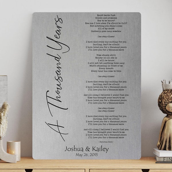 Custom Aluminum Song Lyrics Sign, Personalized Anniversary Gift