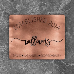 Rustic Anniversary Gift, 7th Anniversary Copper, Family Name Established Sign, Farmhouse Sign, Last Name Print, Custom Name Sign