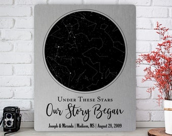 Custom Star Map Metal Print, Personalized Anniversary Gift