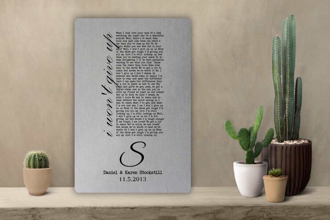 Wedding Song on Tin, 10th Anniversary Gift, Traditional Aluminum