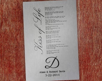 Personalized Tin Anniversary Song Lyrics Print • 10th Anniversary Gift