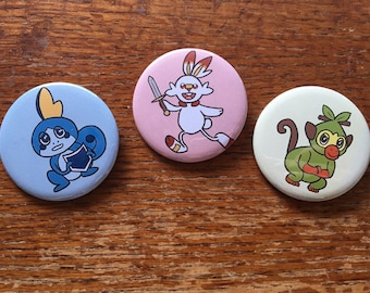 Pokémon Sword & Shield Starters 2.25" Pins