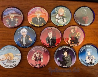 Kingdom Hearts 2.25" Pins For Tired Individuals