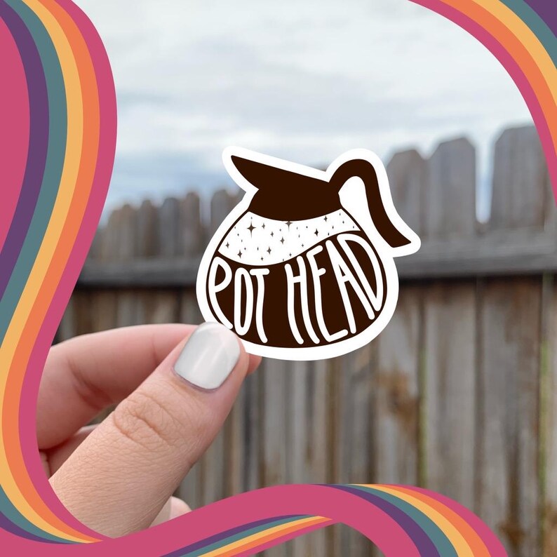Pot Head Coffee Decal - Caffeine Addict Vinyl Sticker image 1