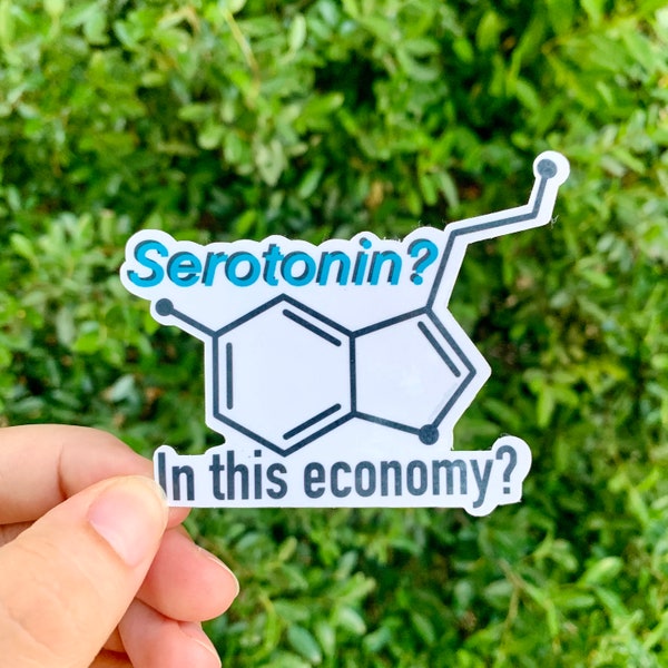 Serotonin? in this economy? | mental health humor gift | Depression sticker | take your meds | serotonin diagram |