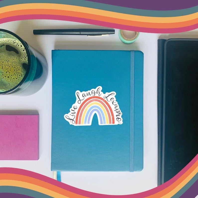 Live Laugh Lexapro Rainbow Sticker: Mental Health Humor Decal image 4