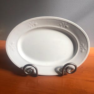 Antique White Ironstone Oval Platter, Moss Rose shape, J&G Meakin