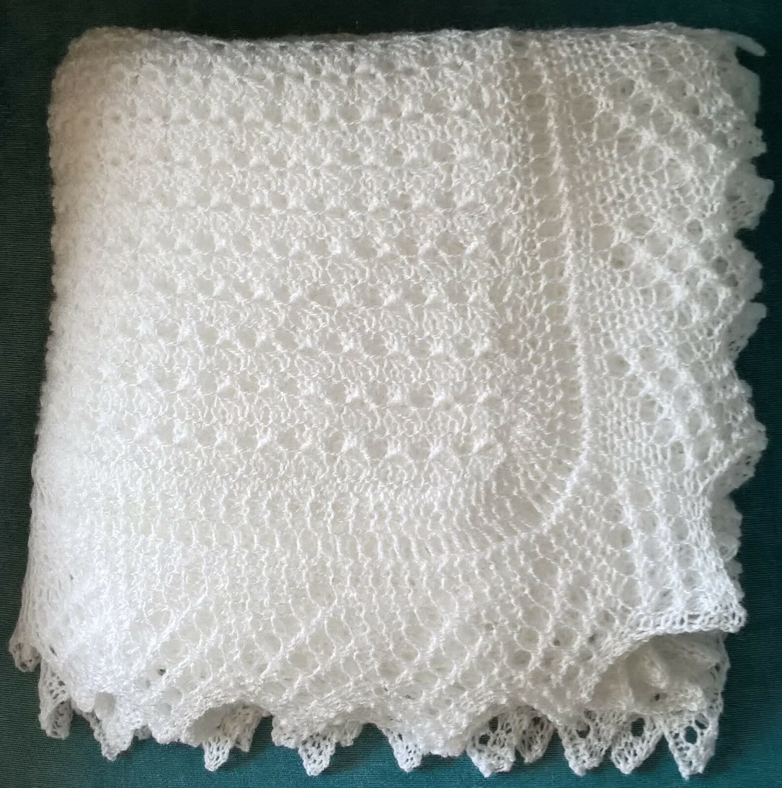 Exquisite Hand Knitted Baby Shawl Blanket Natural White Etsy