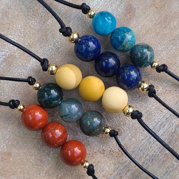 Beaded Boho Necklace In Colormix Of Blue Hues And Burgundy Red With - Foto 2