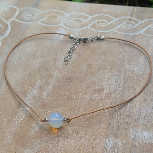 Opalite Leather Choker