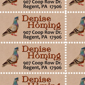 Custom Return Address Labels - Carrier Pigeon - Letter Writers - Gummed and Perforated like classic stamps.