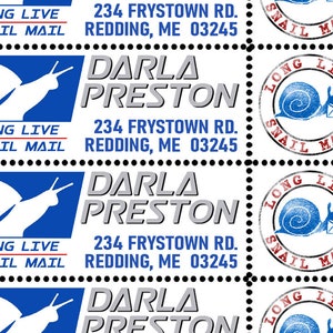 Snail Mail! - Custom Return Address Labels - On dry-gummed paper and Perforated like classic stamps.