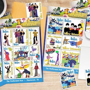The Beatles - Yellow Submarine Tribute - Sheets #1 & #2 - Artistamps(Cinderella, Faux Postage) - 2 Bögen mit 16 gummierten, perforierten Briefmarken.