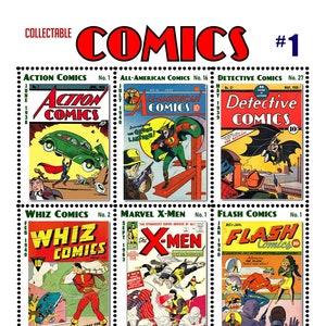 Tributo al cómic - Hoja n.° 1 - ¡Los cómics más buscados jamás creados! - 9 artistamps engomados en seco y perforados. ¡Decora tu correo!