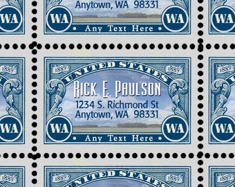 Custom Return Address Stamps Sheet of 40 Gummed /& Perforated HEX Signs