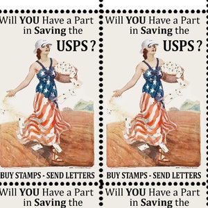 RETTEN Sie unseren Postdienst Nr. 1 – Kaufen Sie Briefmarken! - Briefe verschicken! Künstlerstempel/Siegel auf gummiertem Papier und perforiert