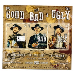 The Good Bad & Ugly - Ein Klassiker! - Artistamps (Cinderella, Faux Postage) Souvenir-Bogen mit 3 gummierten und perforierten Briefmarken