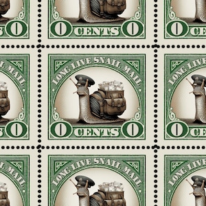 Es lebe die Schneckenpost! - Briefe verschicken!   Künstlerstempel/Siegel auf Gummiertes Papier und Lochperforiert