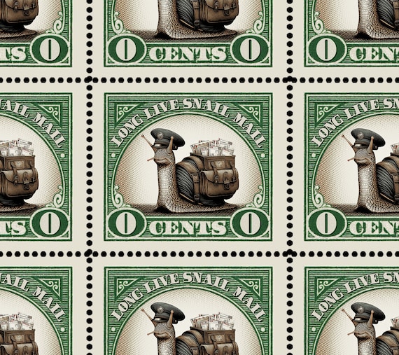 Long Live Snail Mail Stamps! - Send Letters!   Artistamps/Seals on Gummed Paper and Pin-hole Perforated