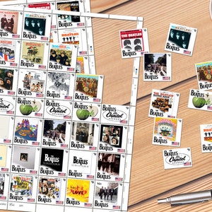 The Beatles - All the Major US album releases - Artistamps(Cinderella, Faux Postage) Sheet of 35 dry-gummed and perforated stamps.