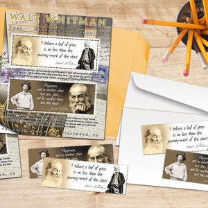 Celebrating Walt Whitman - Artistamps(Cinderella, Faux Postage) Souvenir-Style Bogen mit 2 gummierten und perforierten Briefmarken.