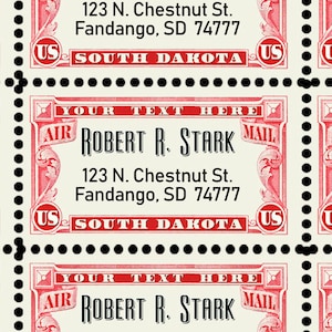 Custom Return Address Labels - Gummed and Perforated like classic stamps.