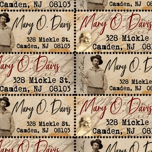 Etiquetas personalizadas para remitente - Walt Whitman - 30 sellos - Engomados y perforados como los sellos clásicos.