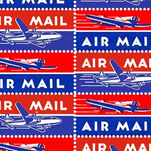 Buchstaben-Autoren! - Verziere deine Post! Reproduktion Vintage AIR MAIL Stempel.  Gummipapier mit echten Lochlöchern!
