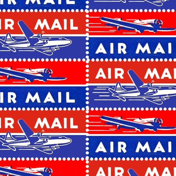 Letter Writers! - Decorate your mail! Reproduction Vintage AIR MAIL stamps.  Gummed paper with real pinhole perforations!