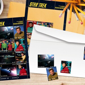 Star Trek - Tribut an die Originalschau und -besetzung. Artist Box(Cinderella, Faux Porto) - Fenster mit 12 gummierten, gelochten Marken.