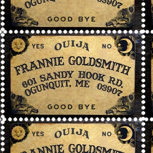 Ouija Board - Custom Return Address Labels - Gummed and Perforated like classic stamps.