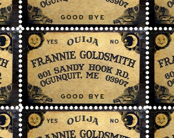 Ouija Board - Custom Return Address Labels - Gummed and Perforated like classic stamps.