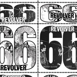 Die Beatles - Feiernder REVOLVER!  - Künstlerampeln (Cinderella, Faux Porto) Souvenir-Style Bogen aus 8 gummierten und gelochten Stempeln.