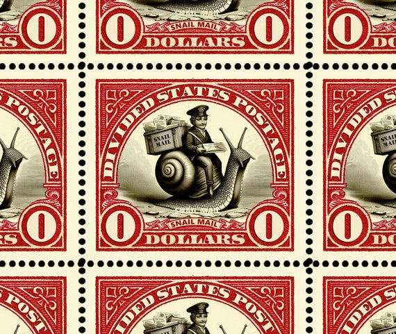 SAVE our Postal Service #4 - Snail Mail Stamps! - Send Letters!   Artistamps/Seals on Gummed Paper and Pin-hole Perforated