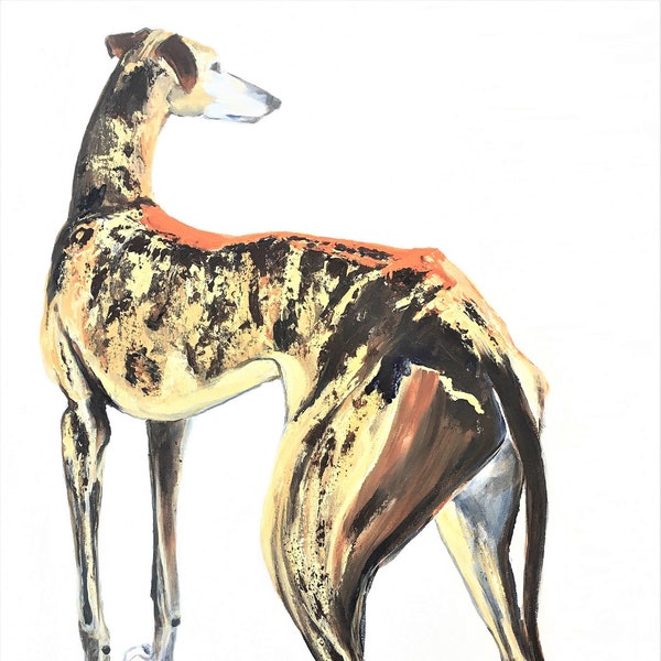Brindle Greyhound Art Print, Abstract Galgo Espanol, Mothers Day Gift, Sighthound Wall Art, Whippet Picture Birthday Present