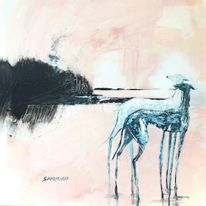 Greyhound Abstract Art Print, Galgo Espanol Mothers Day Gift, Birthday Present for her, Whippet Wall Art