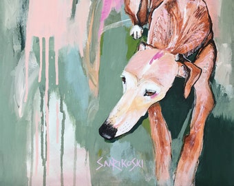 Greyhound Art Print, Galgo Espanol Birthday Gift, Whippet Abstract Wall Art, Mother’s Day Present,